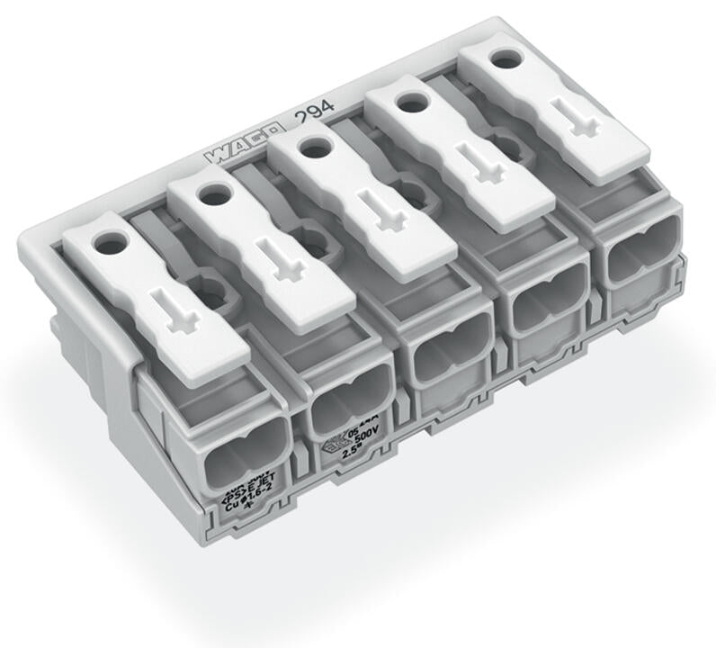WAGO Klemmleiste 0,5-2,5qmm 24A 5p 50mm Serie 294 294-5005 Thermopl ws Federzug