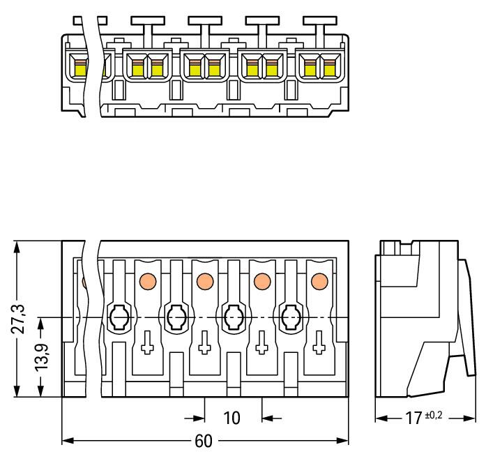 WAGO Klemmleiste 0,5-2,5qmm 24A 6p 60mm Serie 294 294-4006 Thermopl ws Federzug