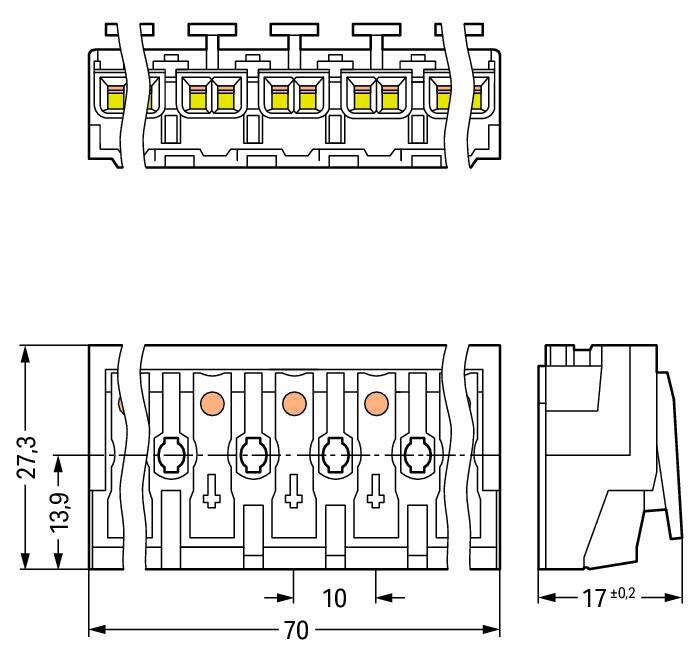 WAGO Klemmleiste 0,5-2,5qmm 24A 7p 70mm Serie 294 294-4007 Thermopl ws Federzug