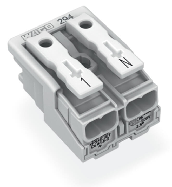 WAGO Klemmleiste 0,5-2,5qmm 24A 2p 20mm Serie 294 294-4052 Thermopl ws Federzug