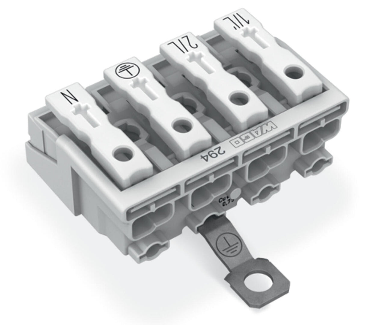 WAGO Klemmleiste 0,5-2,5qmm 24A 4p 40mm Serie 294 294-5424 Thermopl ws Federzug