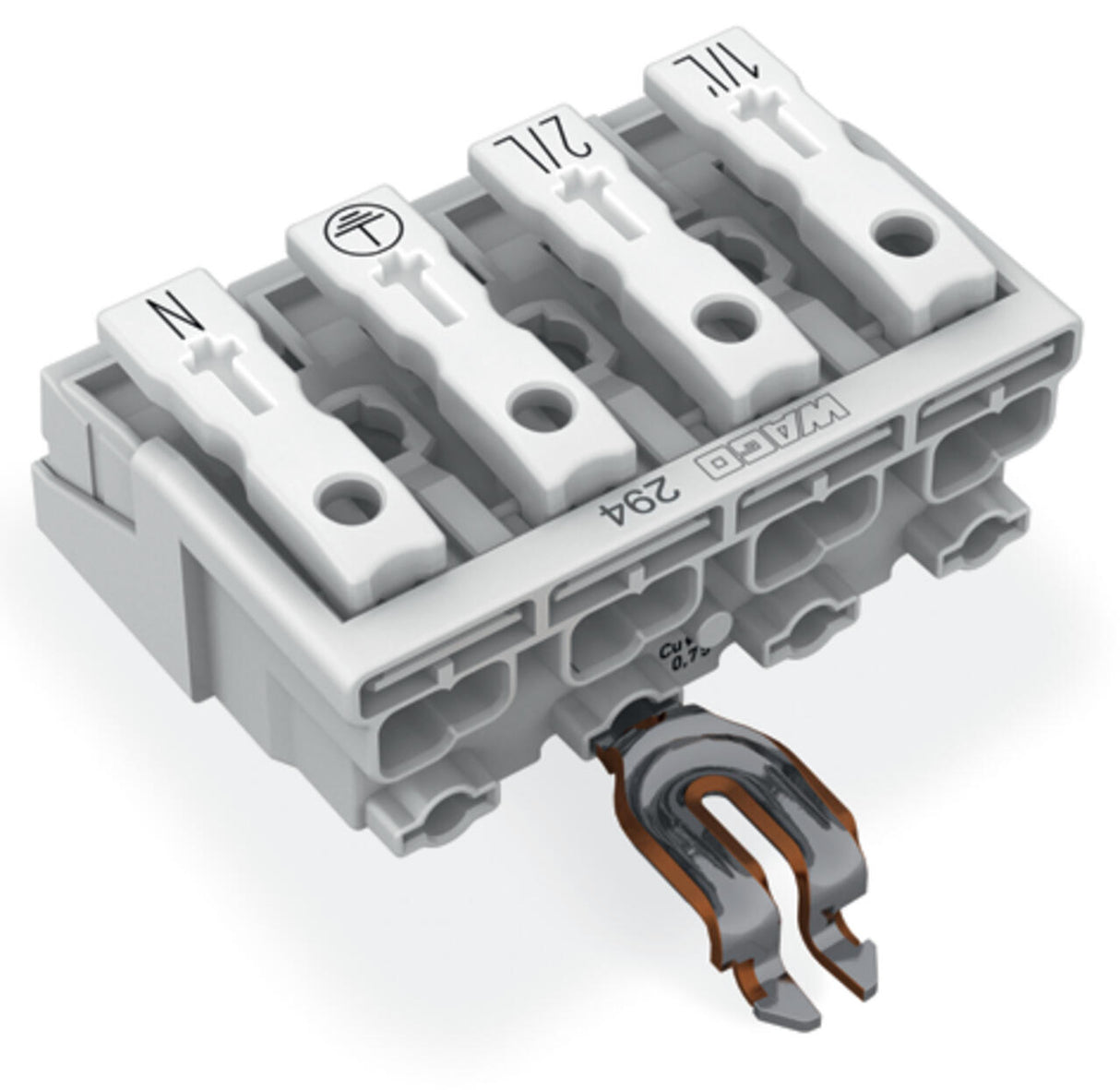 WAGO Klemmleiste 0,5-2,5qmm 24A 4p 40mm Serie 294 294-5324 Thermopl ws Federzug