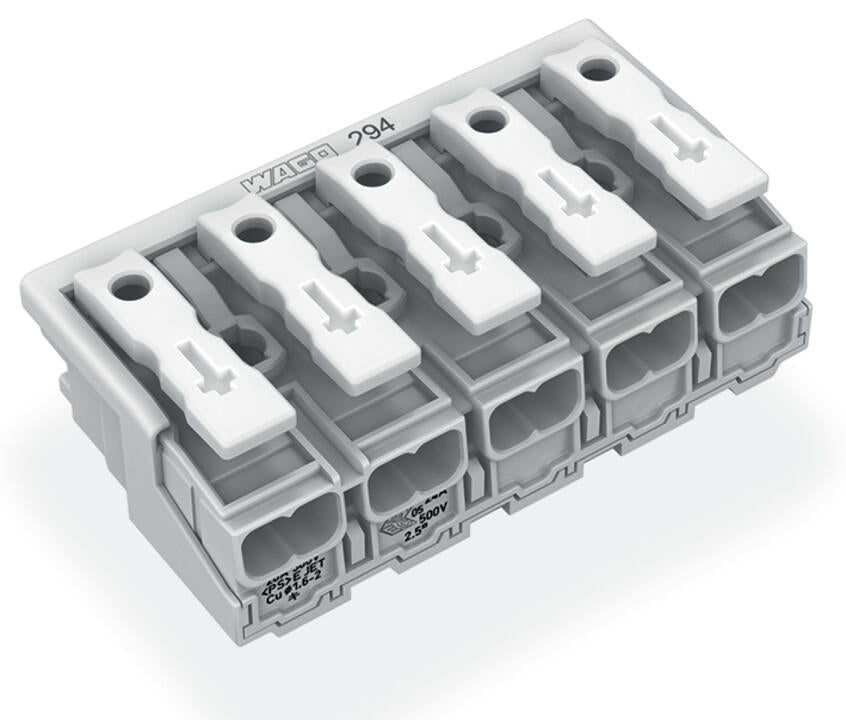 WAGO Klemmleiste 0,5-2,5qmm 24A 5p 50mm Serie 294 294-4005 Thermopl ws Federzug
