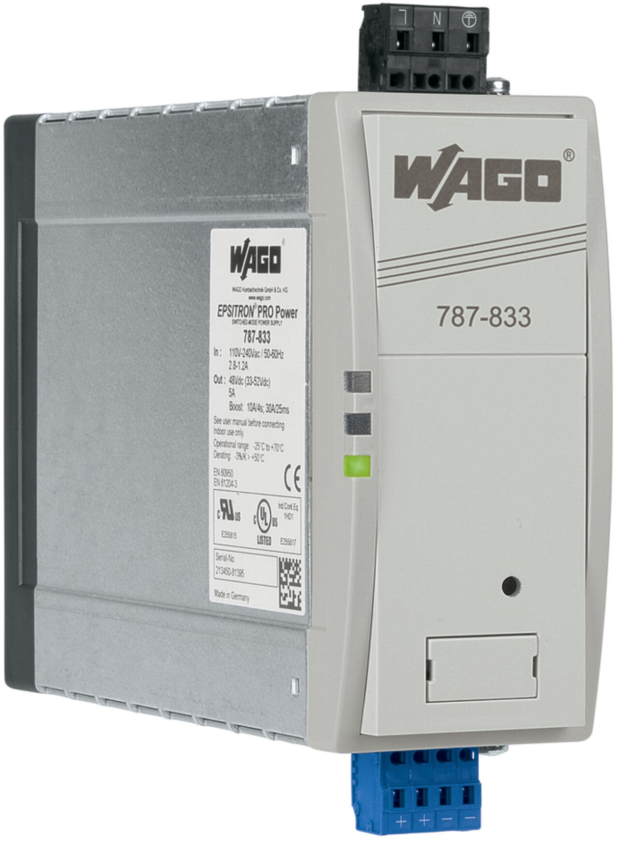 WAGO Gleichstromversorgung REG 33-52V 5A Serie 787 787-833 240W 100-240VAC 288VA