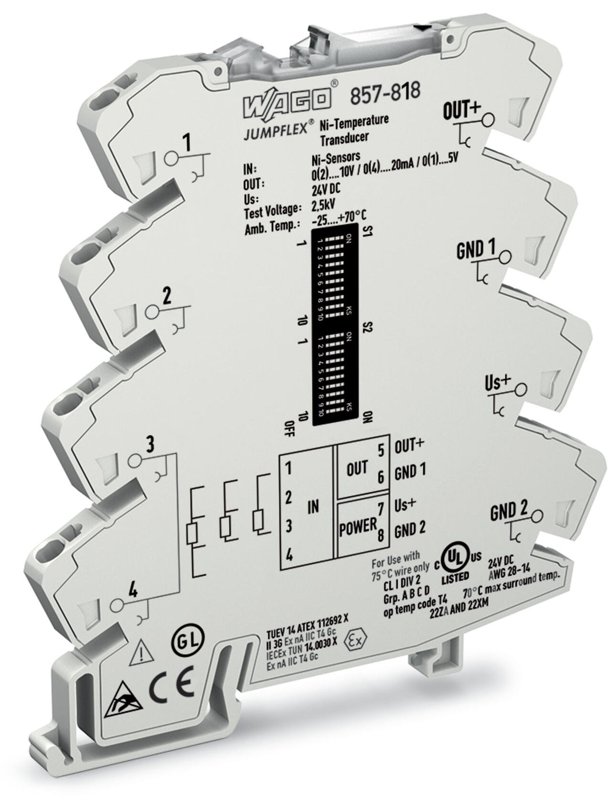WAGO Trennverstärker 16,8-31,2V 1Kan Serie 857 857-818 Galv.Trenn NT