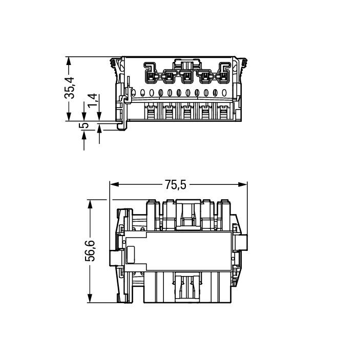 WAGO Gerätestecker 5p ger Einb/steck 25A Serie 770 770-6225 Federzug 400V 4qmm