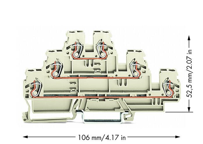 WAGO Reihenklemme 3Etagen 2kl lgr 24A Serie 870 870-951 TS35
