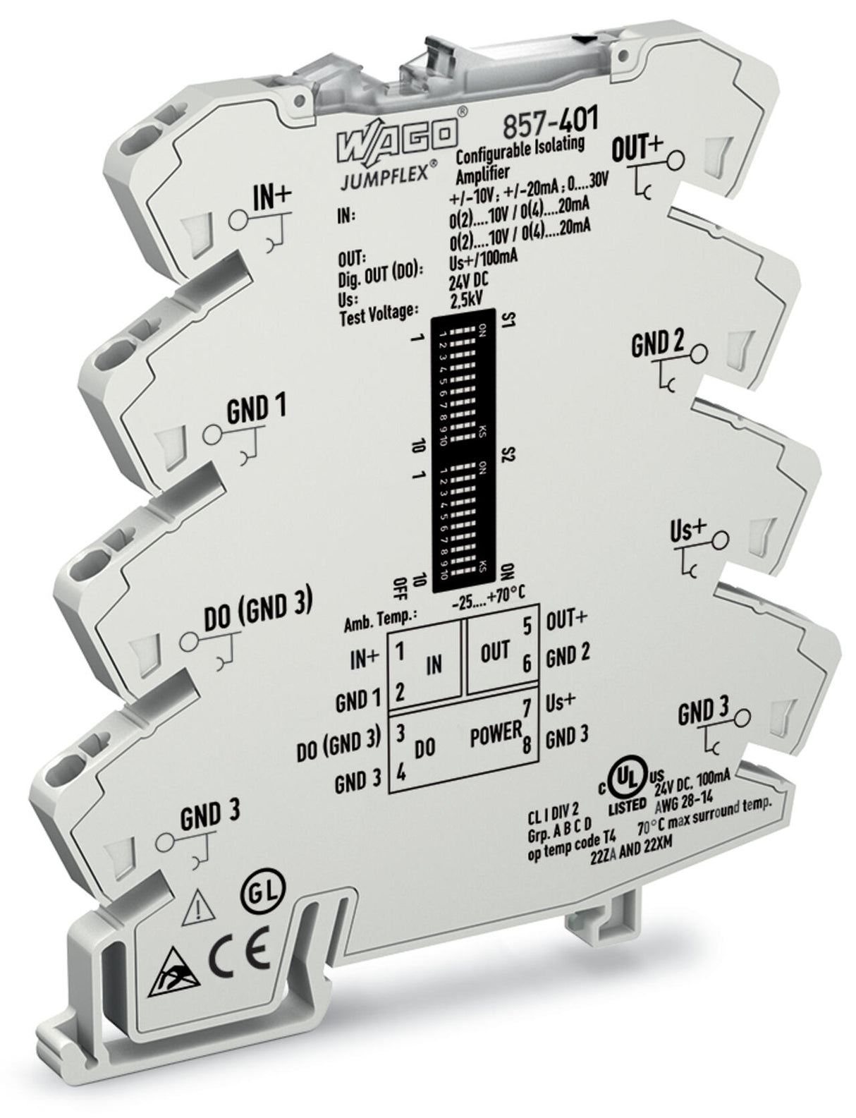 WAGO Trennverstärker 16,8-31,2V 1Kan Serie 857 857-401 Galv.Trenn NT
