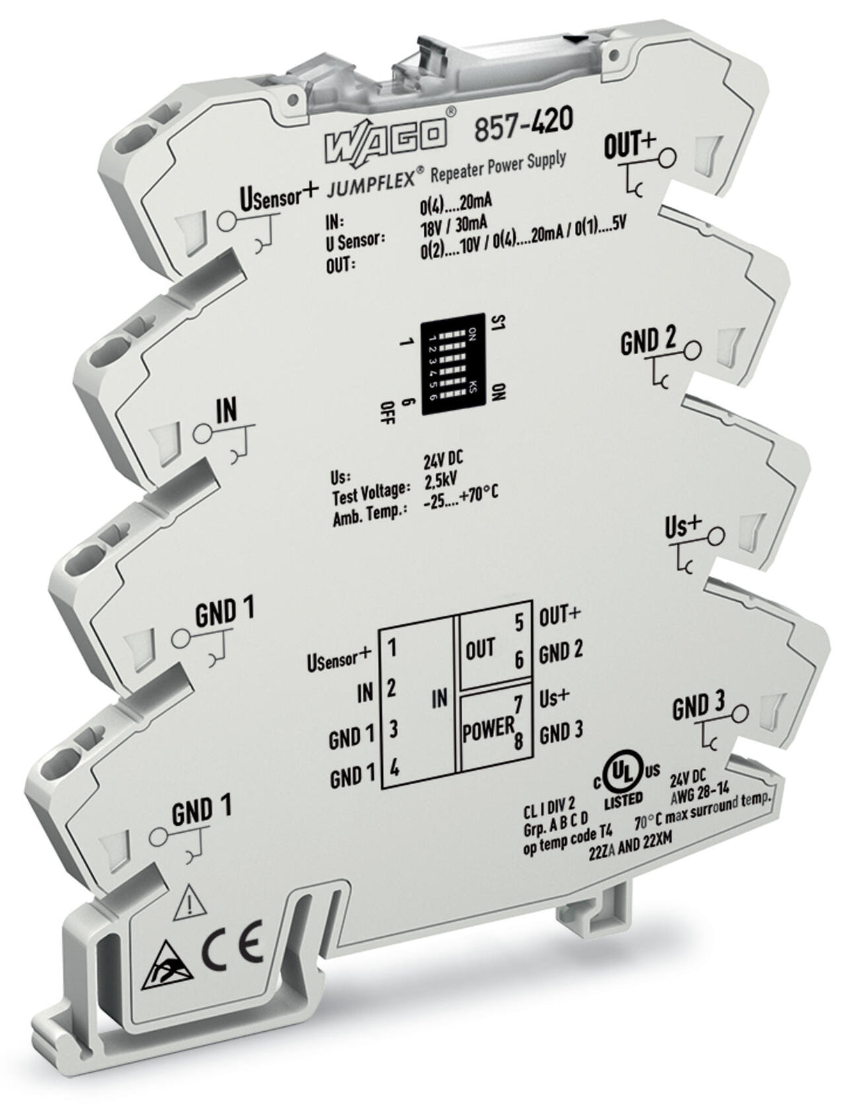 WAGO Trennverstärker 24V 1Kan Federzug Serie 857 857-420 Galv.Trenn NT