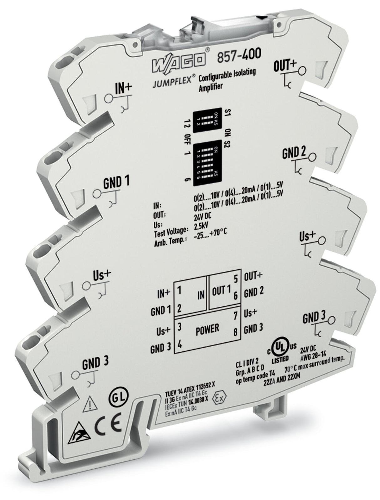 WAGO Trennverstärker 16,8-31,2V 1Kan Serie 857 857-400 Galv.Trenn NT