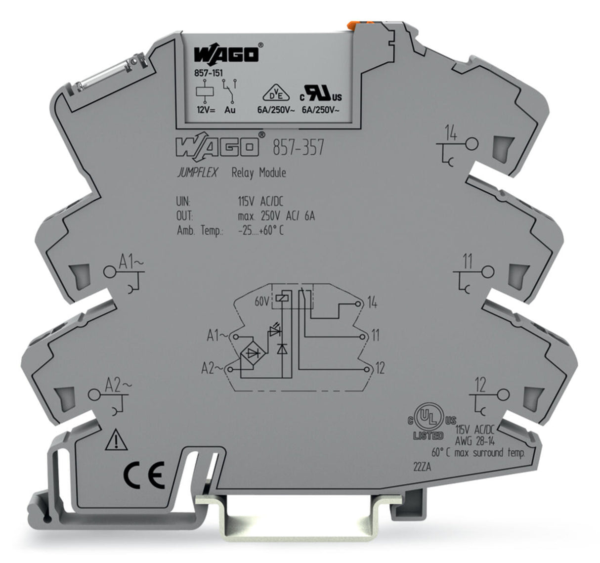 WAGO Schaltrelais 115V/AC 1W IP20 Serie 857 857-357 6x81x94mm Steckanschl