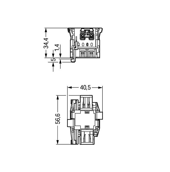 WAGO Gerätestecker 2p ger Einb/steck 25A Serie 770 770-7502 Federzug 250V 0,5qmm