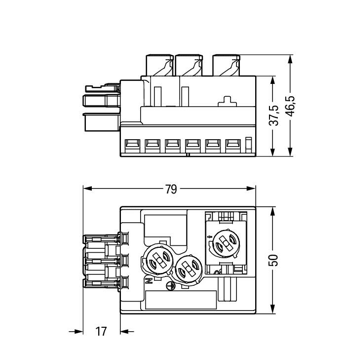 WAGO Flachleitungsadapter 3p 4qmm 250V Serie 772 772-269 25A rt Abgriff hfr