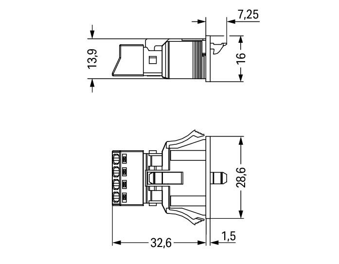 WAGO Gerätebuchse 4p ger Snap/schraub Serie 890 890-744/064-000 Federzug 400V