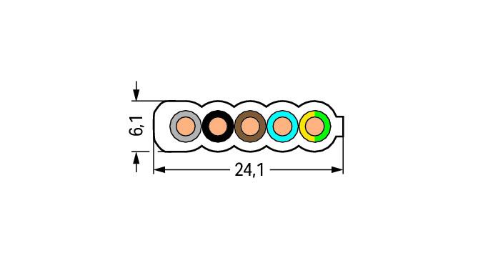 WAGO PVC-Flachleitung hfr 5G2,5 Kl.5 Serie 897 897-252 Farbe