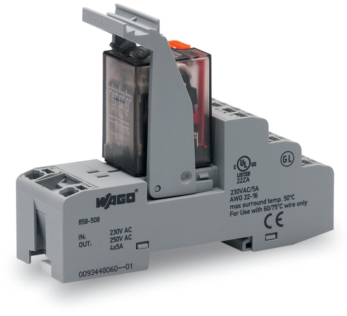 WAGO Schaltrelais 230V/AC 4W IP20 Serie 858 858-508 31x73x97mm Federzug