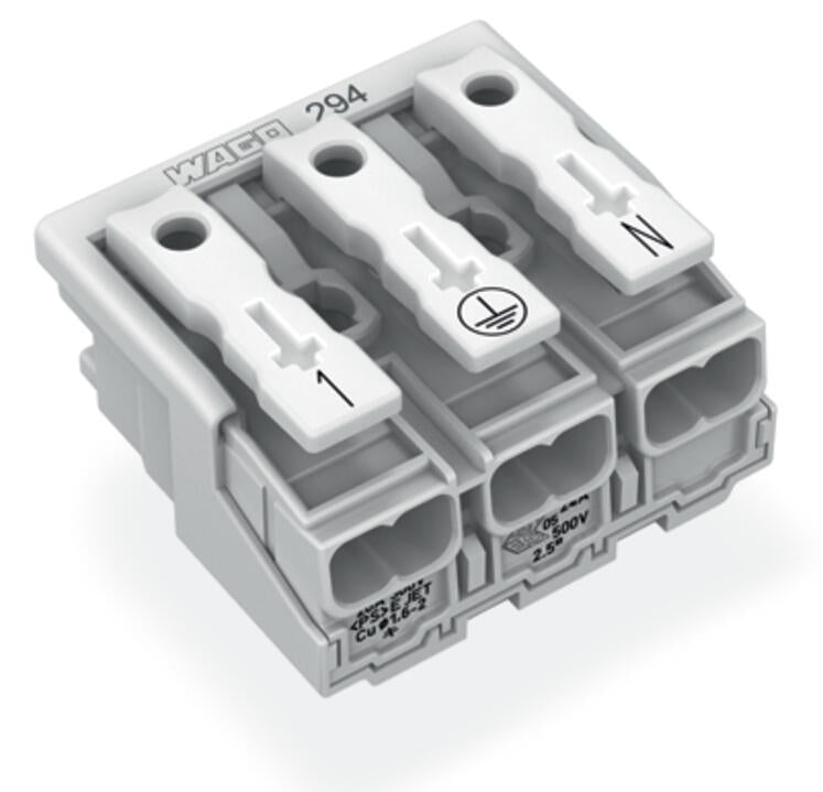 WAGO Klemmleiste 0,5-2,5qmm 24A 3p 30mm Serie 294 294-4053 Thermopl ws Federzug
