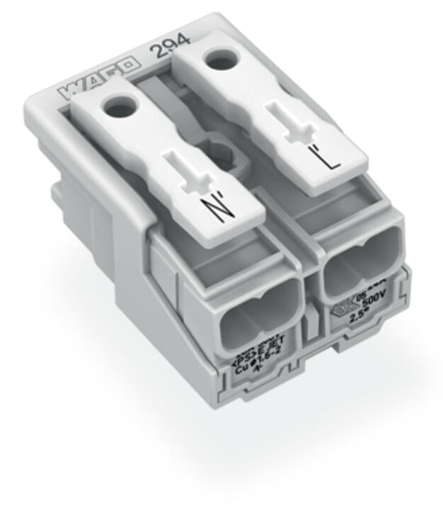 WAGO Klemmleiste 0,5-2,5qmm 24A 2p 20mm Serie 294 294-5022 Thermopl ws Federzug