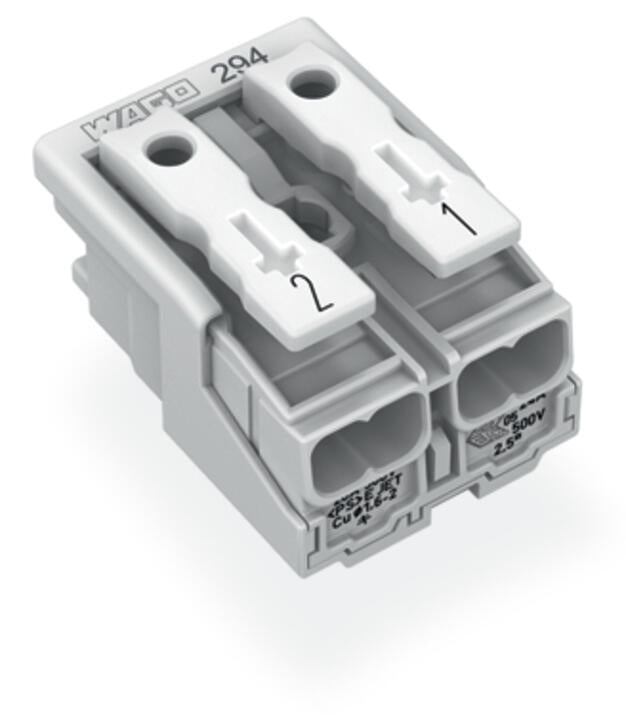WAGO Klemmleiste 0,5-2,5qmm 24A 2p 20mm Serie 294 294-5042 Thermopl ws Federzug
