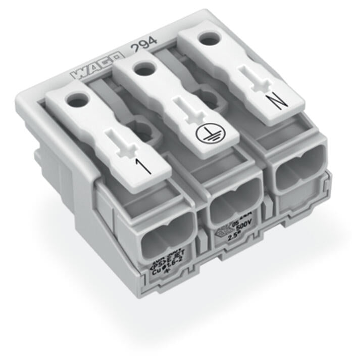 WAGO Klemmleiste 0,5-2,5qmm 24A 3p 30mm Serie 294 294-5053 Thermopl ws Federzug