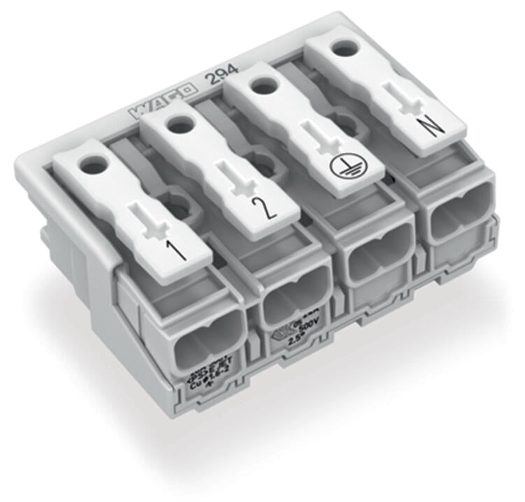 WAGO Klemmleiste 0,5-2,5qmm 24A 4p 40mm Serie 294 294-5014 Thermopl ws Federzug