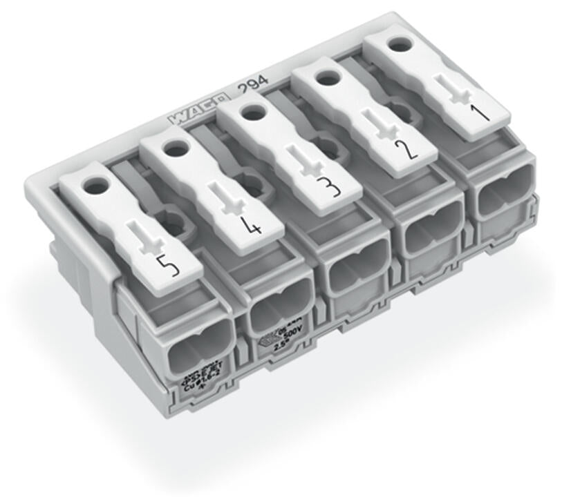 WAGO Klemmleiste 0,5-2,5qmm 24A 5p 50mm Serie 294 294-5045 Thermopl ws Federzug