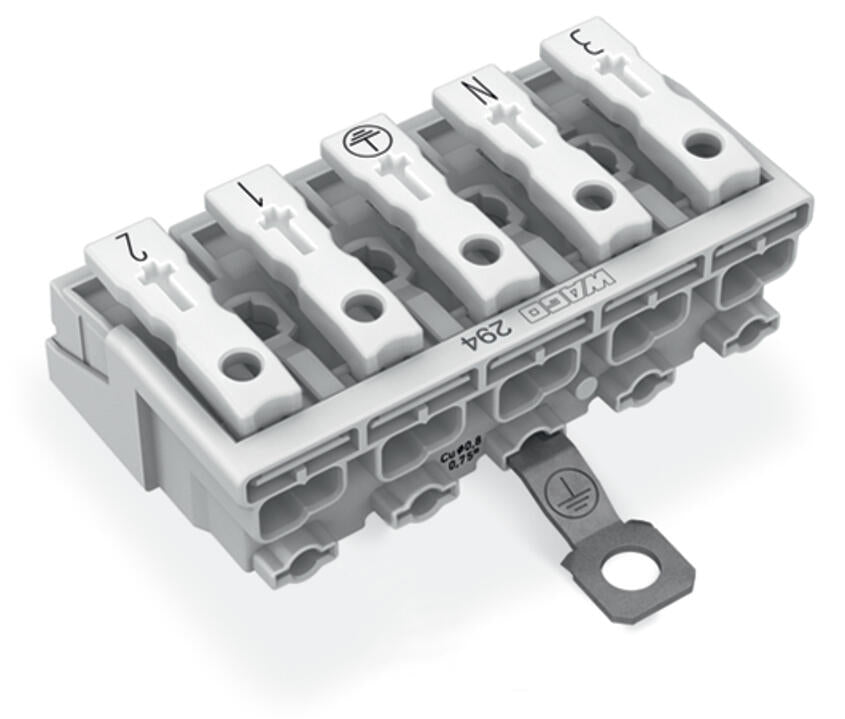 WAGO Klemmleiste 0,5-2,5qmm 24A 5p 50mm Serie 294 294-5455 Thermopl ws Federzug