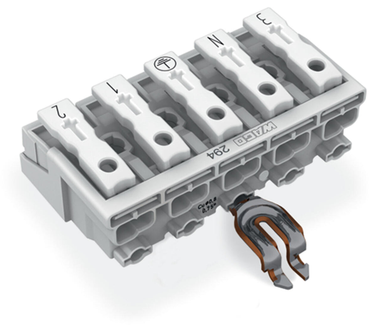 WAGO Klemmleiste 0,5-2,5qmm 24A 5p 50mm Serie 294 294-5255 Thermopl ws Federzug
