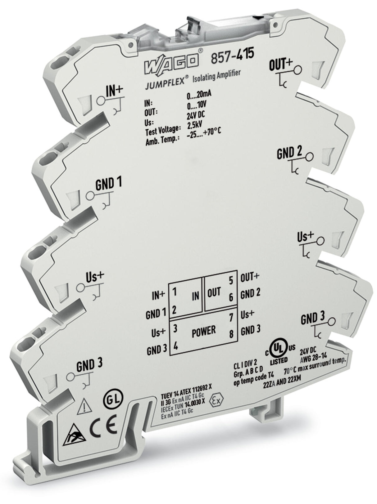 WAGO Trennverstärker 24V 1Kan Federzug Serie 857 857-415 Galv.Trenn NT