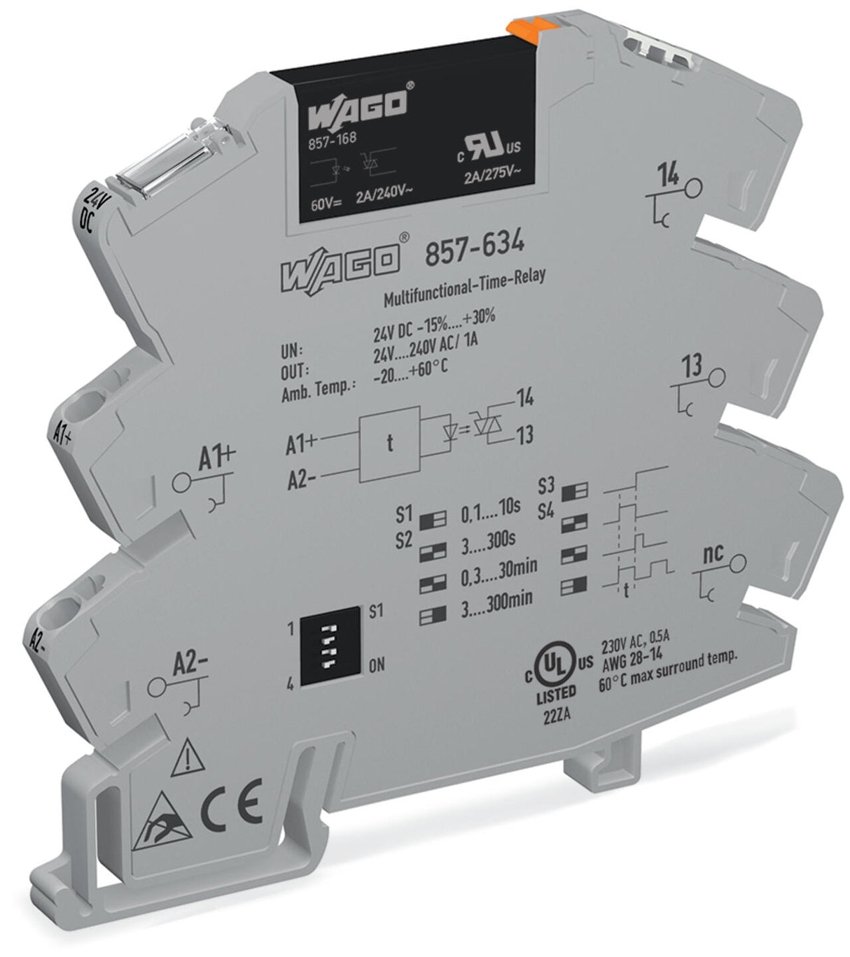 WAGO Zeitrelais 24V/DC 0.1s-5h ansprVerz Serie 857 857-634 einschWisch