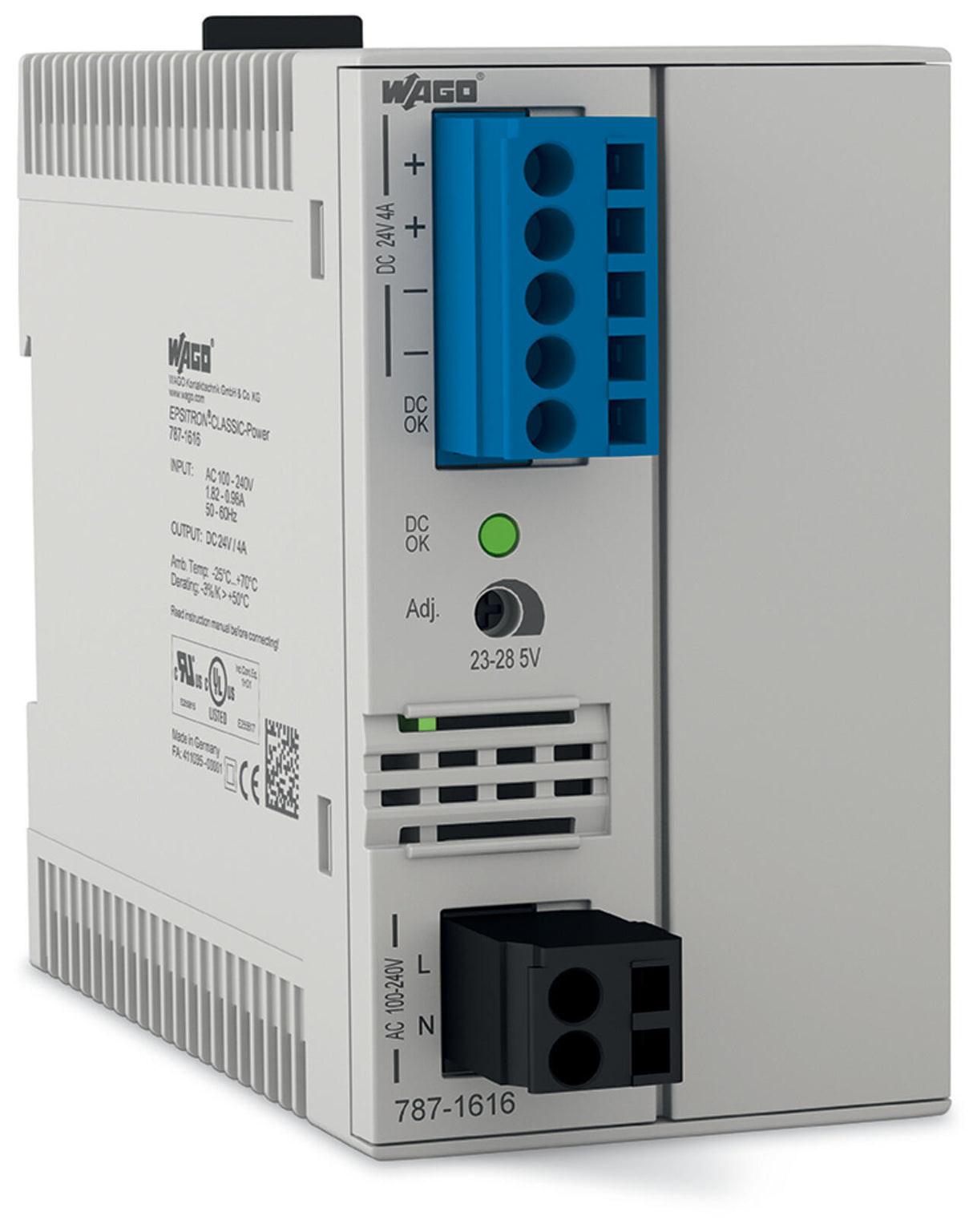 WAGO Gleichstromversorgung 23-28,5V 3,8A Serie 787 787-1616/000-1000 91,2W 3TE