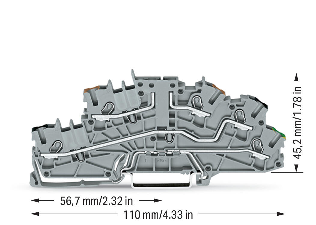 WAGO Installationsklemme 20A 0,25-4qmm 2003-6660/2003-6693 3pot gr Federzug