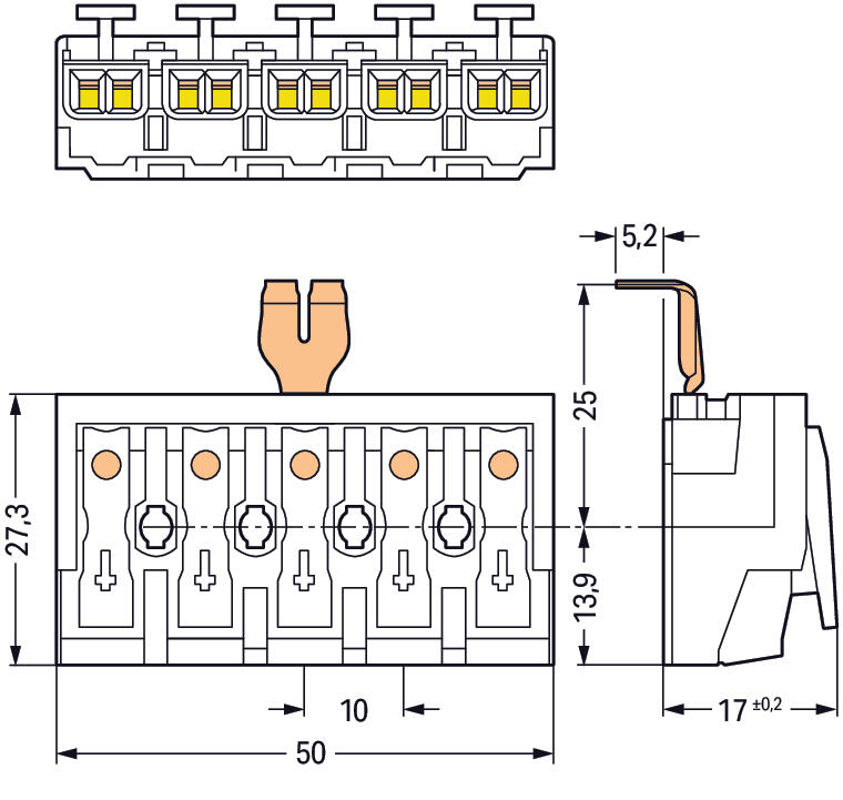 WAGO Klemmleiste 0,5-2,5qmm 24A 5p 50mm Serie 294 294-4235 Thermopl ws Federzug