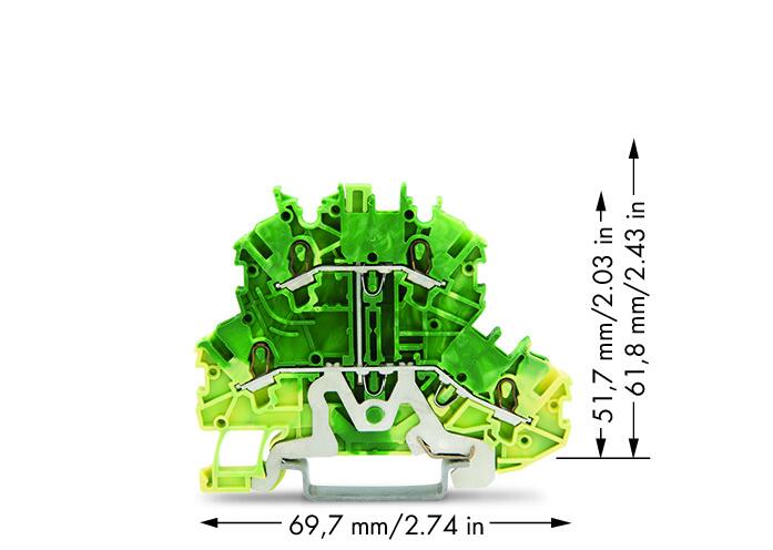 WAGO Schutzleiter-Reihenklemme gn/ge Serie 2000 2000-2207/099-000 0,14-1,5qmm