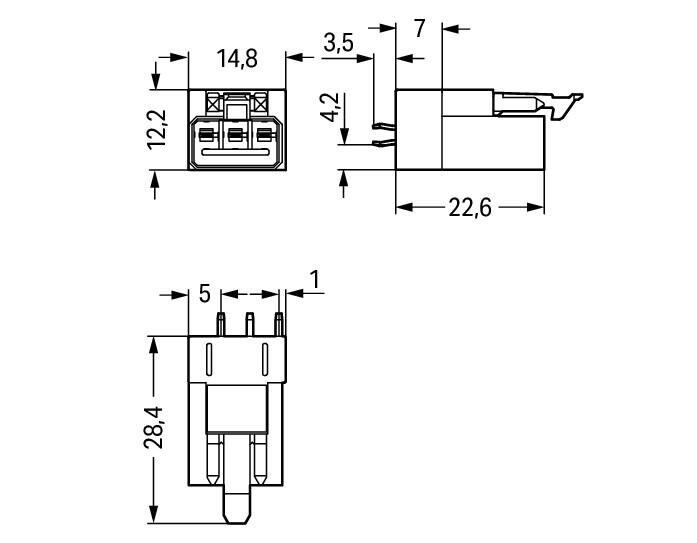 WAGO Steckverbinder Gebäude Stecker 3p Serie 890 890-873/011-000 Federzug 250V