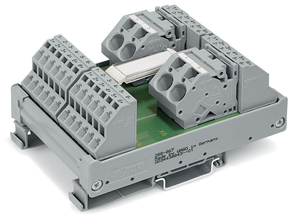 WAGO Übergabemodul 4p 50V 10A Federzug Serie 288 288-867 150x70x50mm TS35