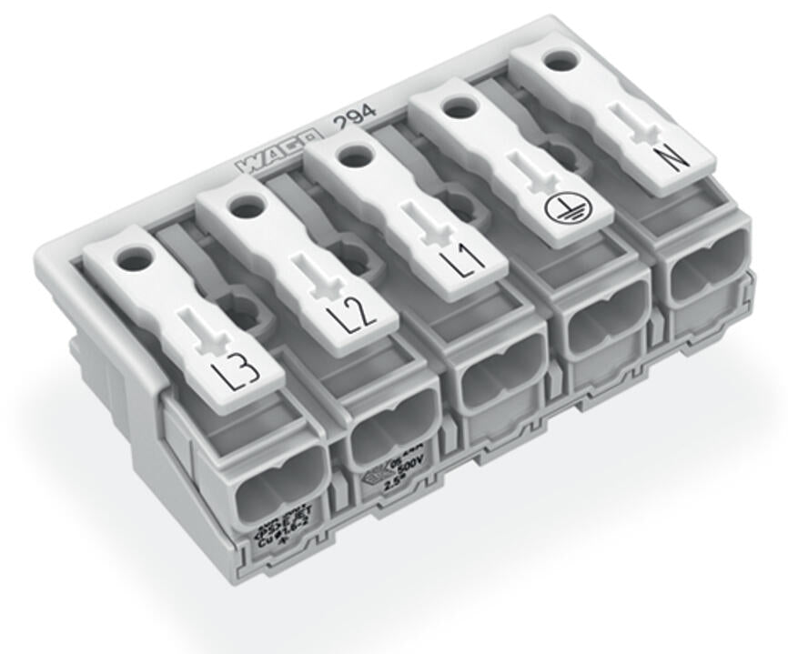 WAGO Klemmleiste 0,5-2,5qmm 24A 5p 50mm Serie 294 294-4015 Thermopl ws Federzug