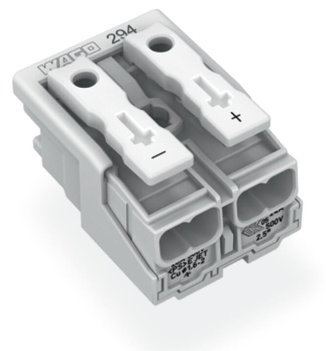 WAGO Klemmleiste 0,5-2,5qmm 24A 2p 20mm Serie 294 294-4072 Thermopl ws Federzug