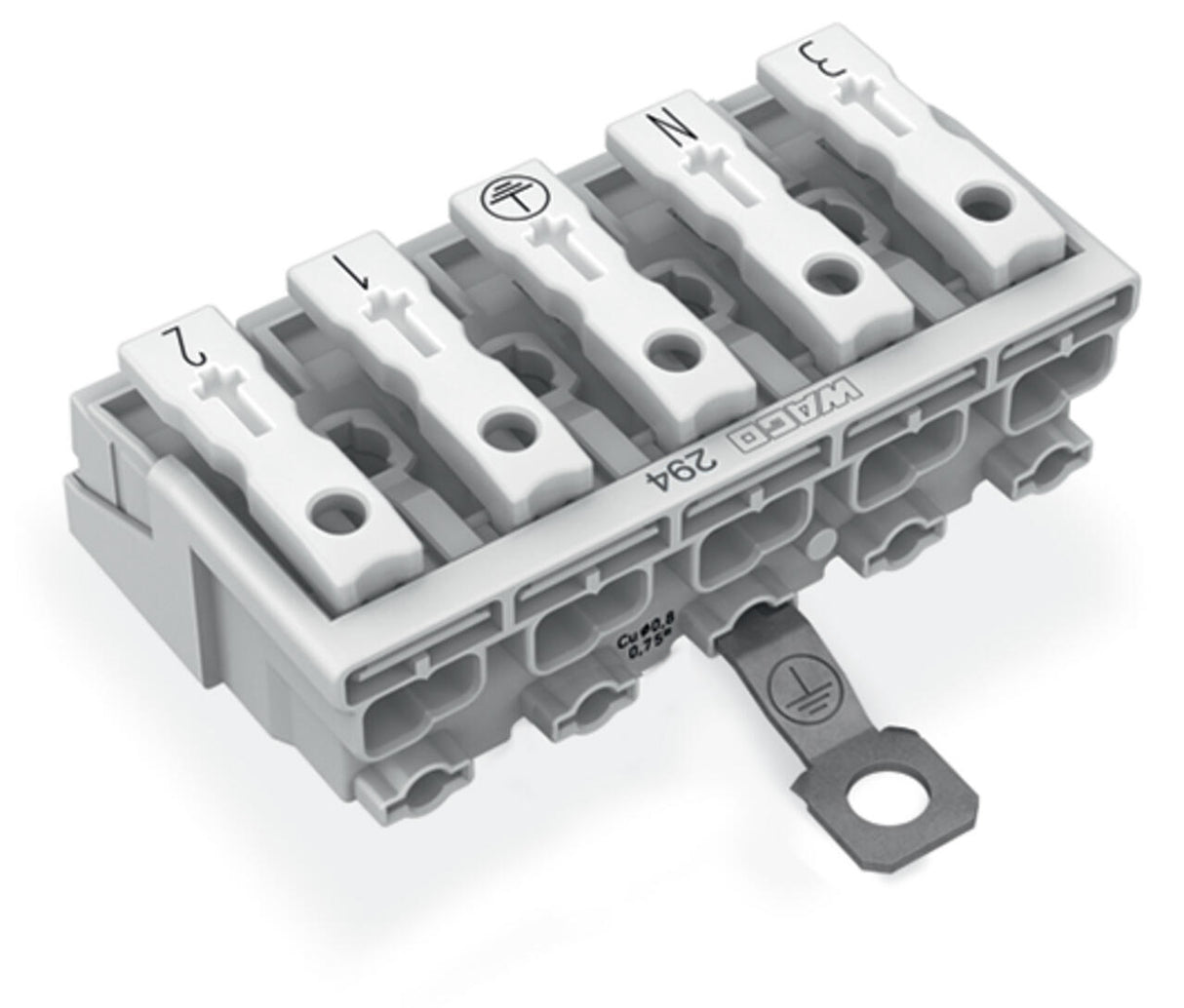 WAGO Klemmleiste 0,5-2,5qmm 24A 5p 50mm Serie 294 294-4455 Thermopl ws Federzug