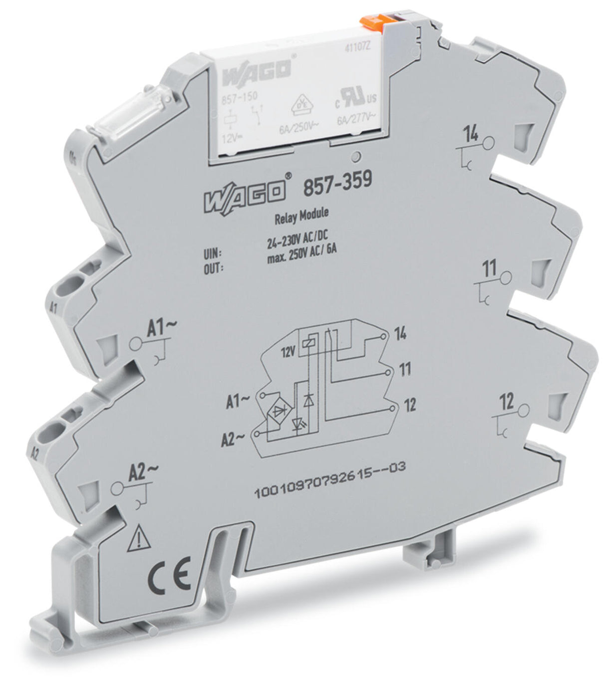 WAGO Schaltrelais 24-230V/AC 1W IP20 Serie 857 857-359 6x81x94mm Federzug