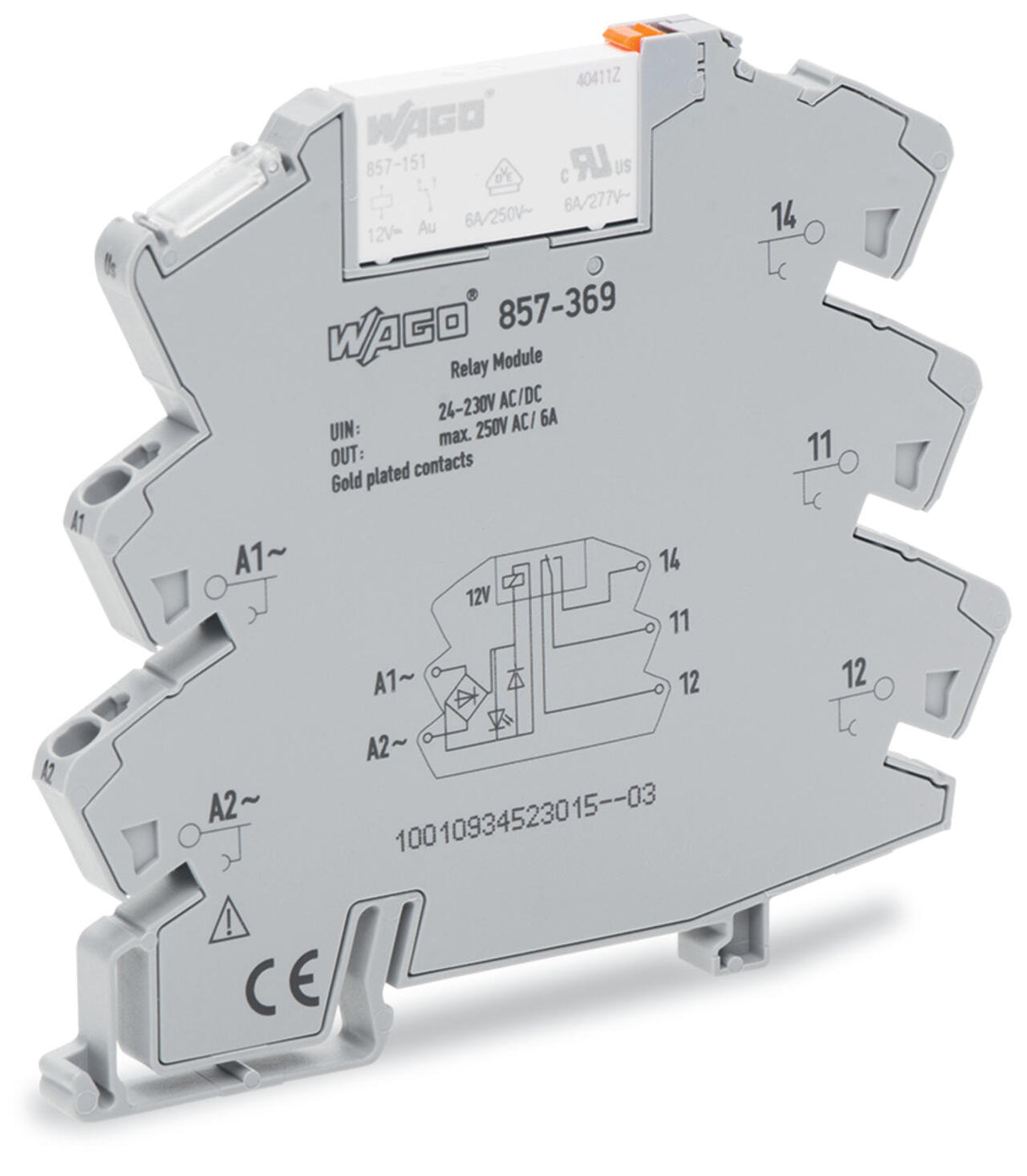 WAGO Schaltrelais 24-230V/AC 1W IP20 Serie 857 857-369 6x81x94mm Federzug