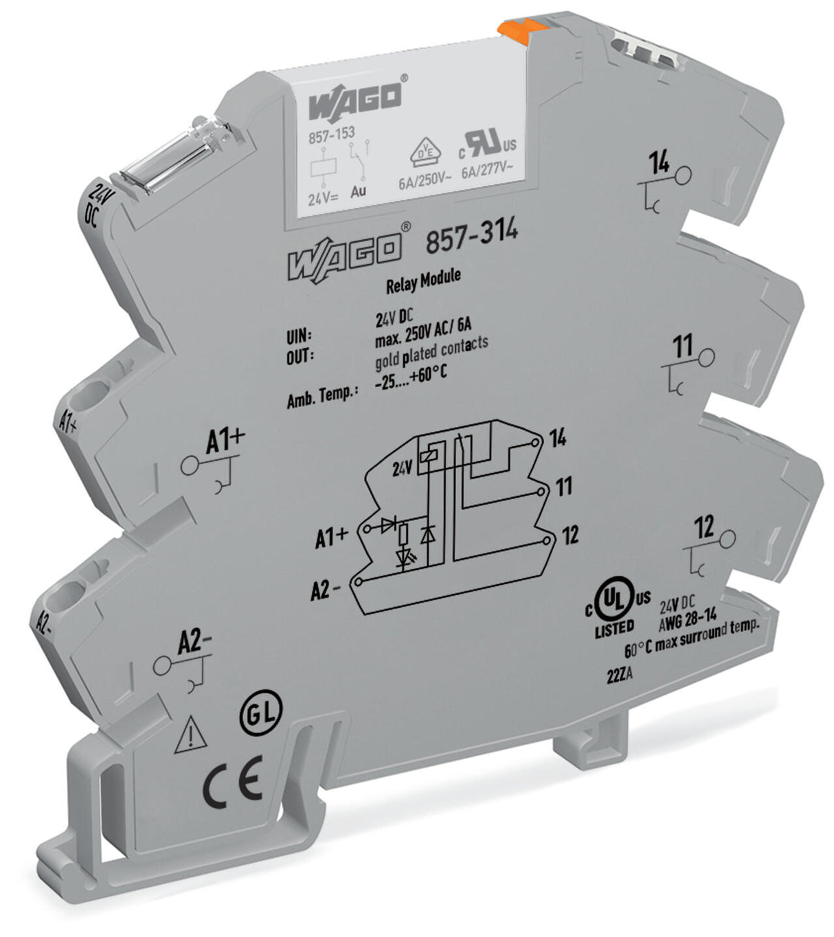 WAGO Schaltrelais 1W IP20 6x81x94mm Serie 857 857-314 Steckanschl