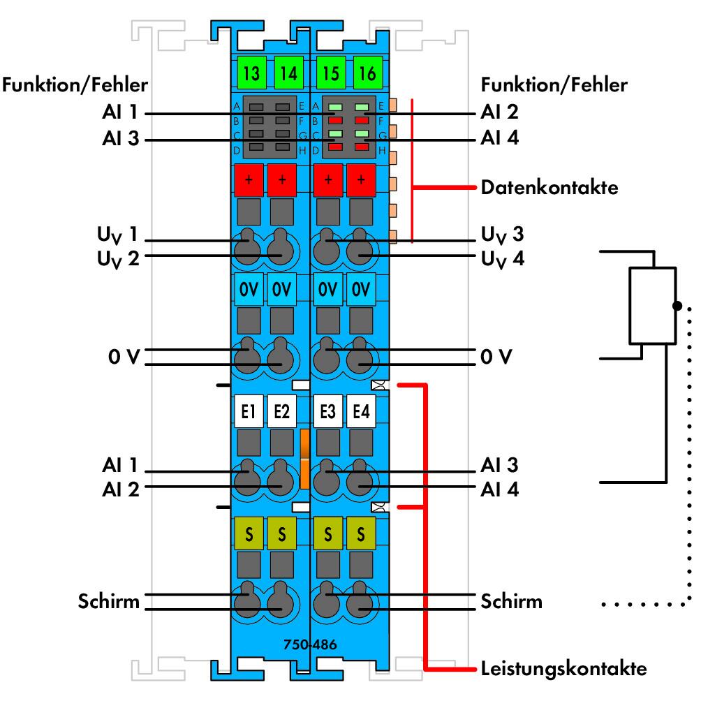 WAGO Analoges I/O-Modul DC 24V Federzug 750-486/040-000 Eing.Strom