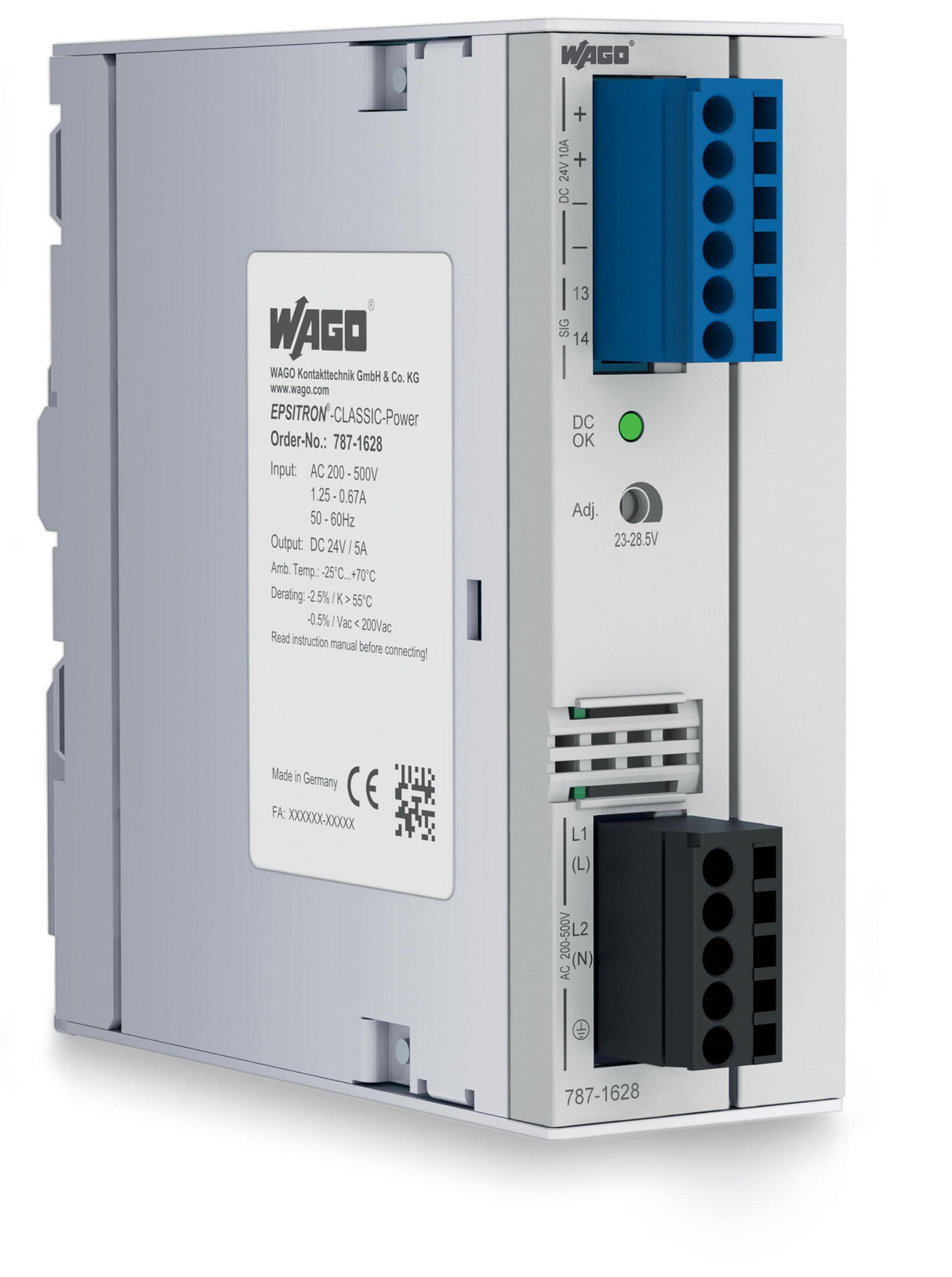 WAGO Gleichstromversorgung 23-28,5V 5A Serie 787 787-1628 180-550VUC 2TE IP20