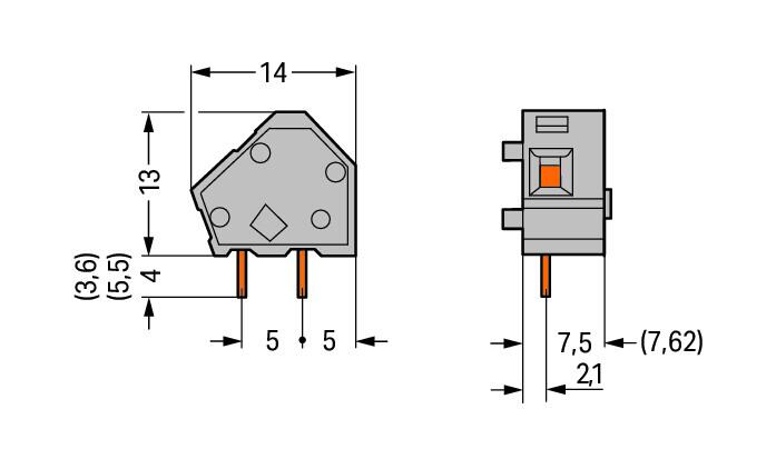 WAGO Printklemme 1f 1re or RM=7,62 Serie 236 236-756 Federzug/Löt