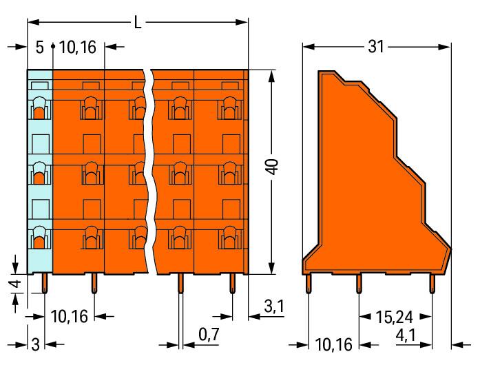 WAGO Printklemme 36f 3re or RM=10,16 Serie 737 737-812 Federzug/Löt