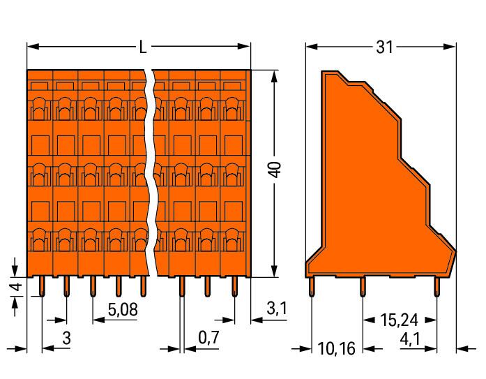 WAGO Printklemme 6f 3re or RM=5,08 Serie 737 737-302 Federzug/Löt
