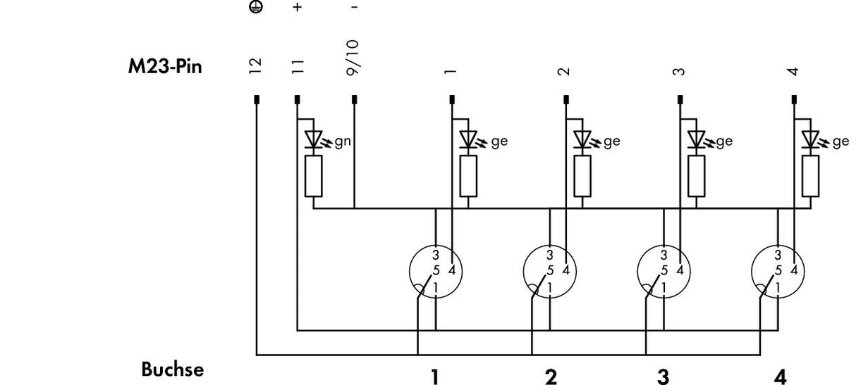 WAGO Verteiler Sensor/Aktor 4Steckpl 4p Serie 757 757-144 32V M12
