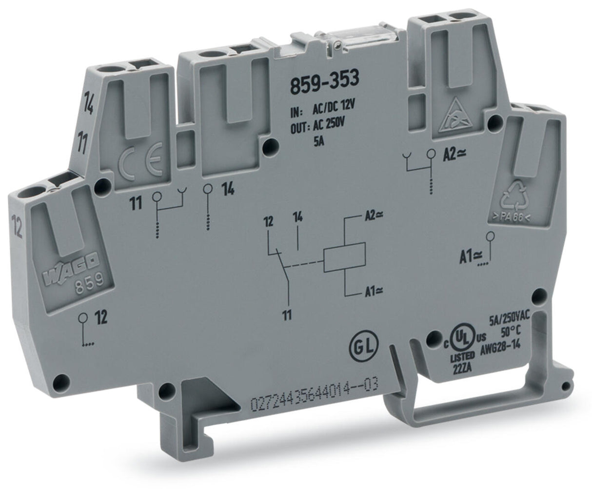 WAGO Schaltrelais 12V/AC 1W IP20 Serie 859 859-353 6x56x91mm Federzug