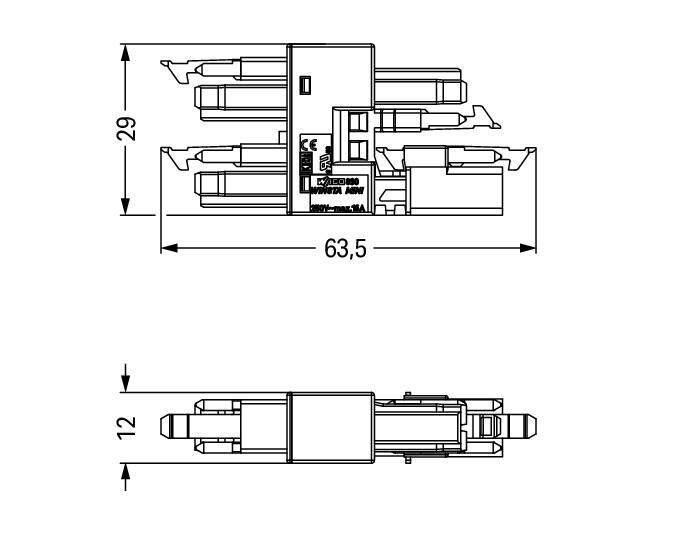 WAGO H-Verteiler PA 1Eing 2p 3Ausg 250V 890-1904 16A IP20 hfr